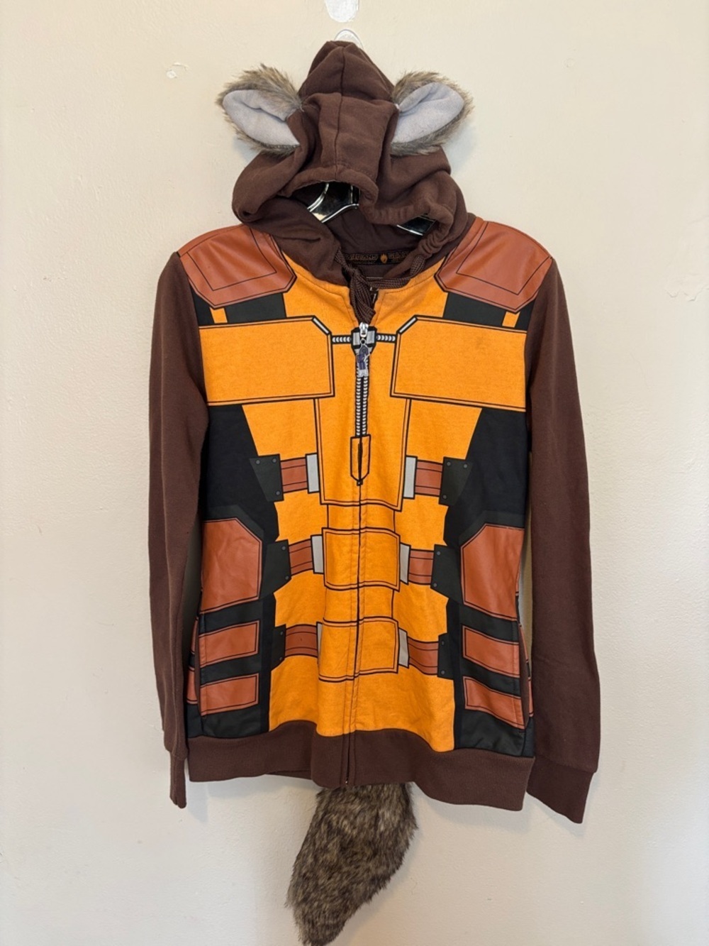 Marvel Men's Brown & Orange Character Zip Hoodie Jacket